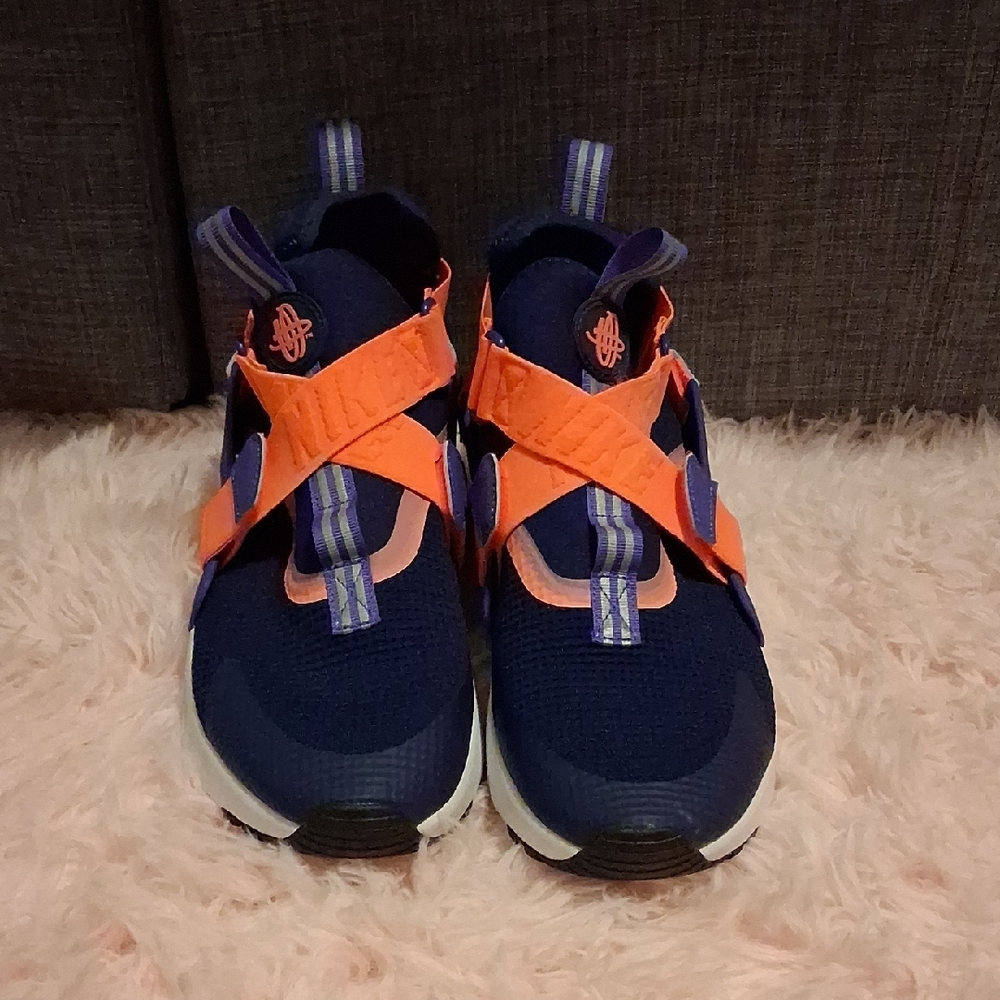 Nike Youth Huaraches Blue and Orange Sneakers